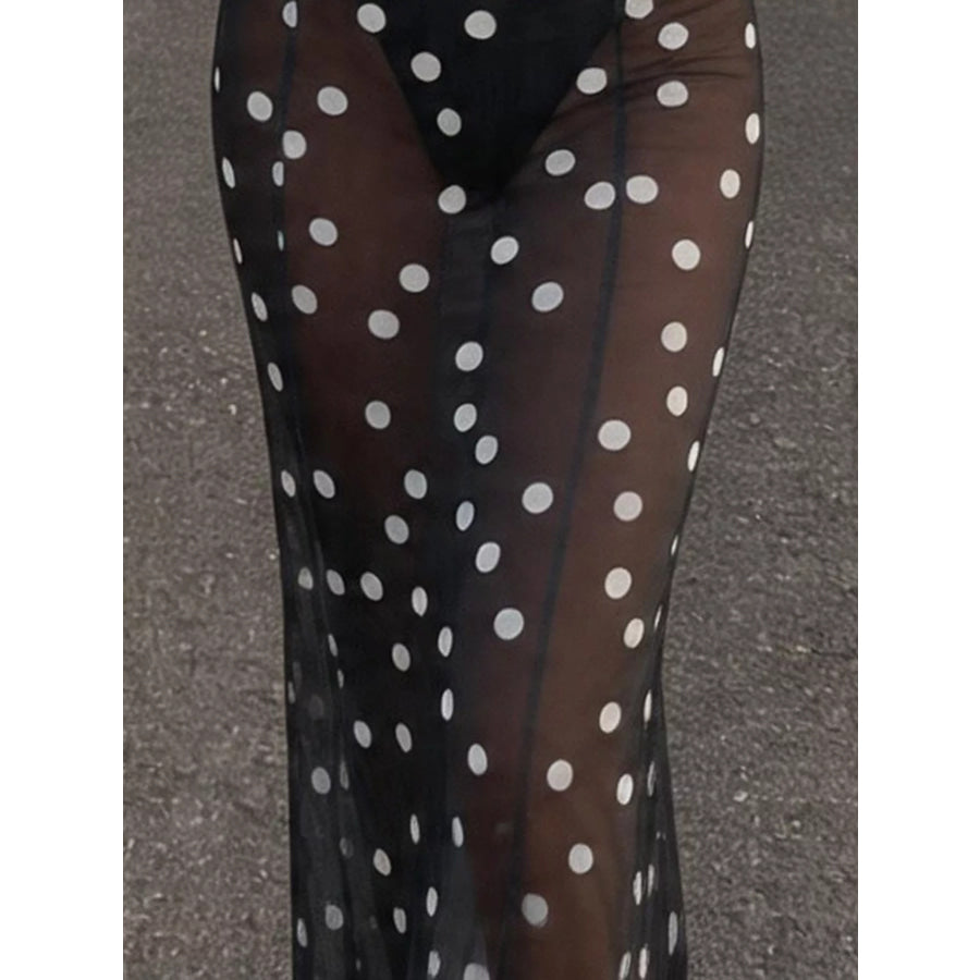 Sheer Polka Dot Maxi Dress Apparel and Accessories