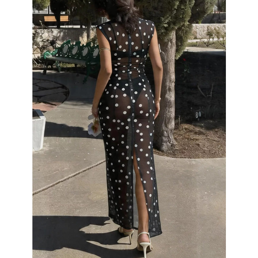 Sheer Polka Dot Maxi Dress Apparel and Accessories