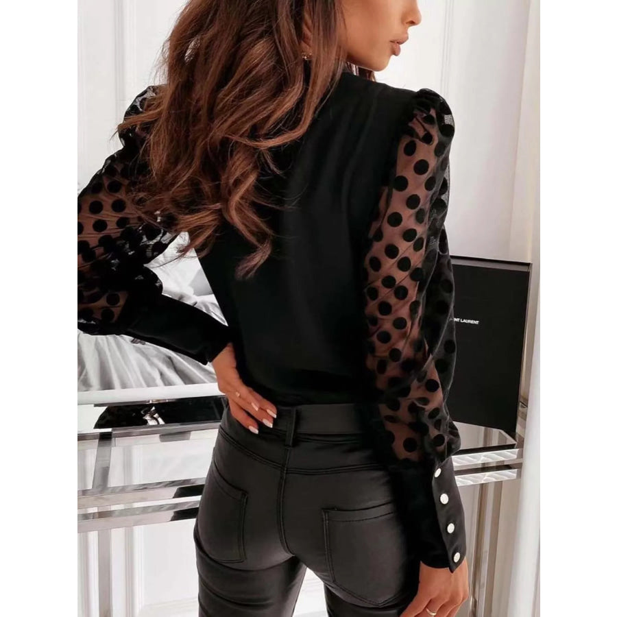 Sheer Polka Dot Sleeve Top Apparel and Accessories