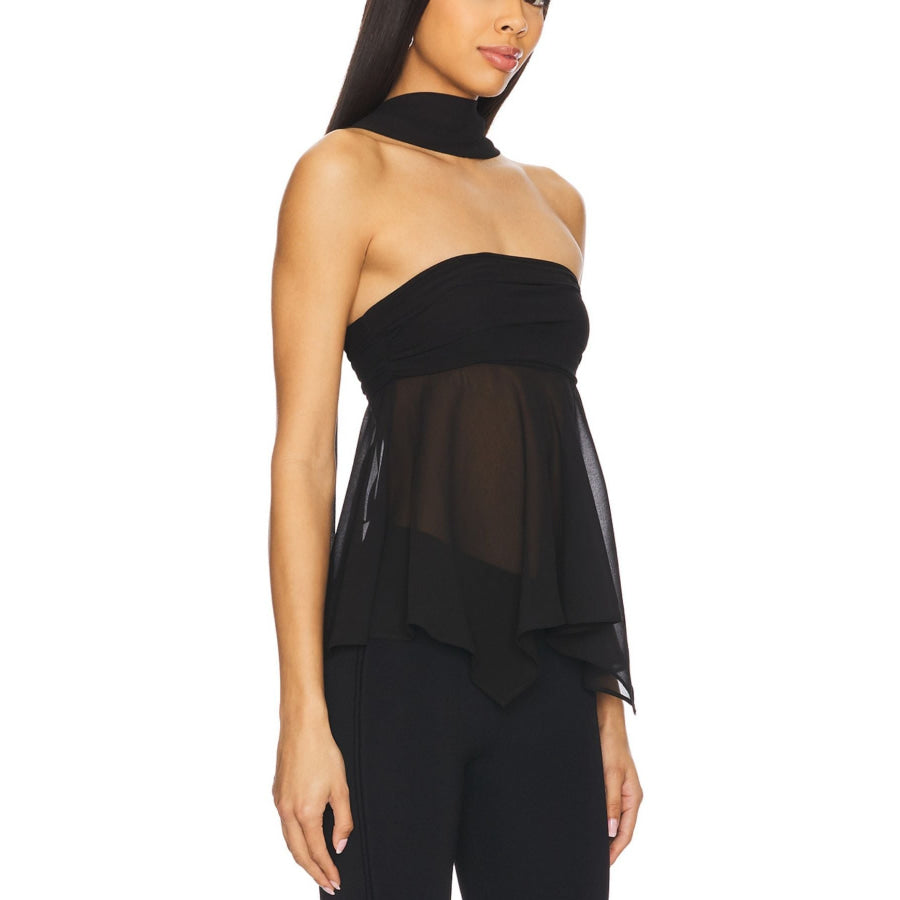 Sheer Tube Top with Scarf Apparel and Accessories