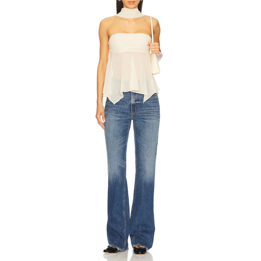 Sheer Tube Top with Scarf White / S Apparel and Accessories