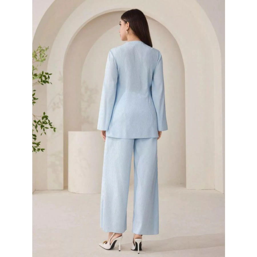 Shell Button Long Sleeve Shirt and Pants Set Apparel and Accessories
