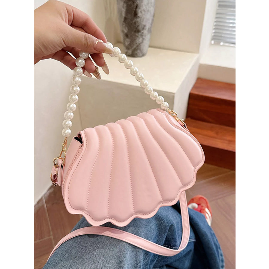 Shell-Shaped Pearl Decor Crossbody Bag Apparel and Accessories