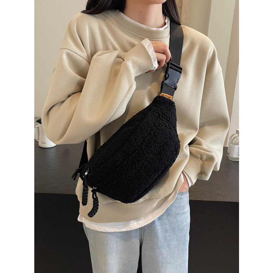 Sherpa Crossbody Bag with Adjustable Strap Apparel and Accessories