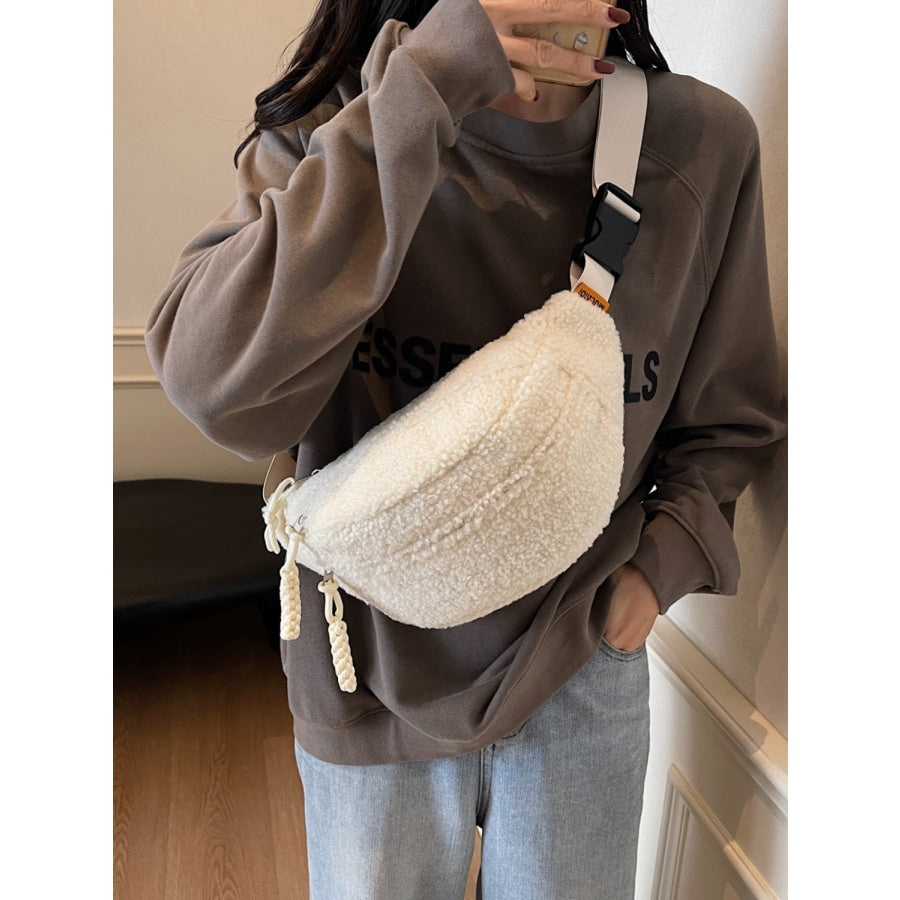 Sherpa Crossbody Bag with Adjustable Strap Apparel and Accessories