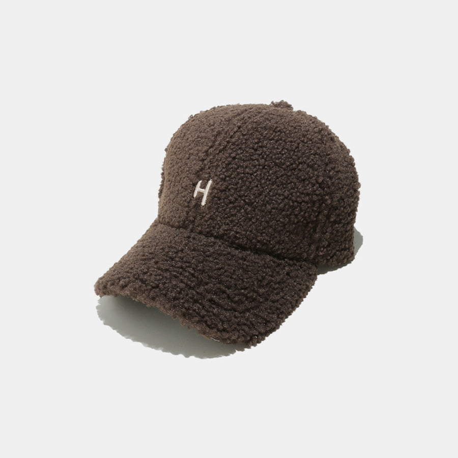 Sherpa Letter H Embroidered Cap Coffee Brown / One Size Apparel and Accessories