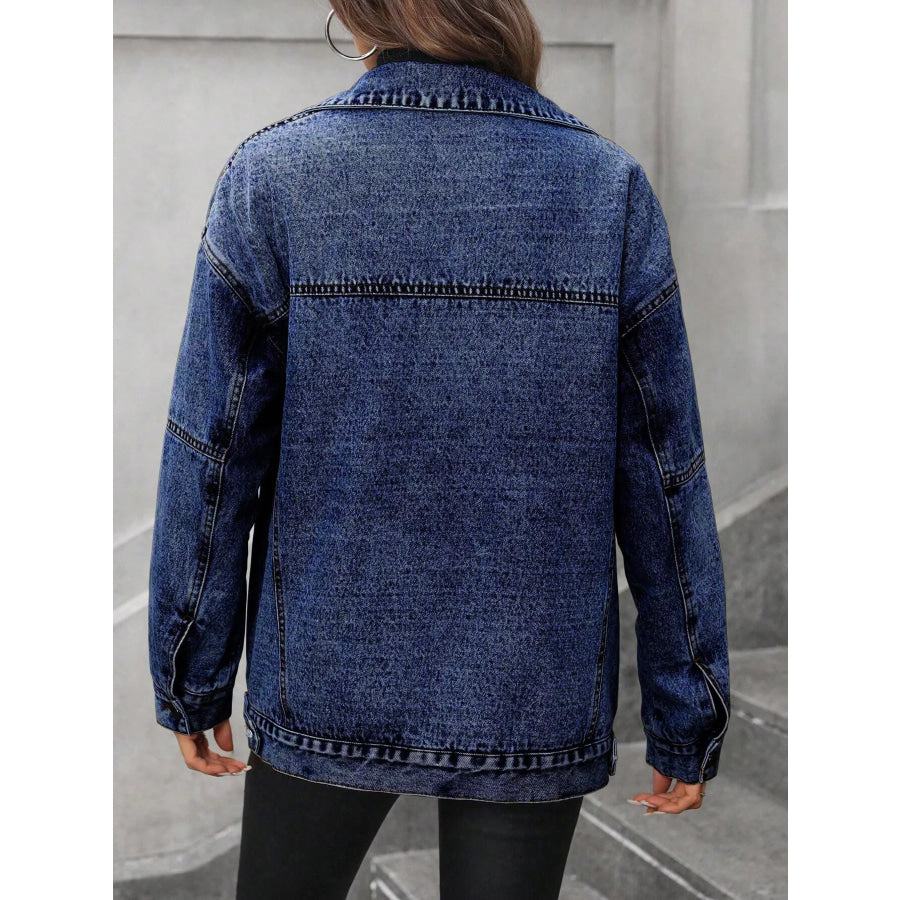 Sherpa-Lined Button Up Denim Jacket Apparel and Accessories