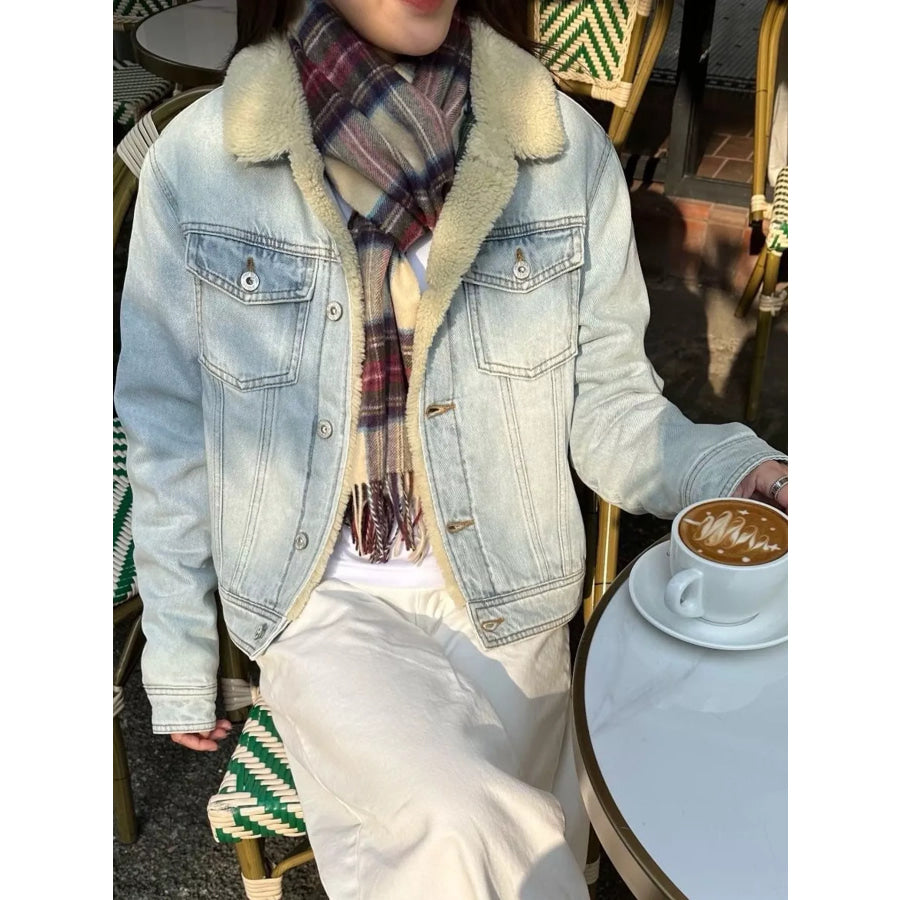 Sherpa-Lined Denim Jacket Apparel and Accessories