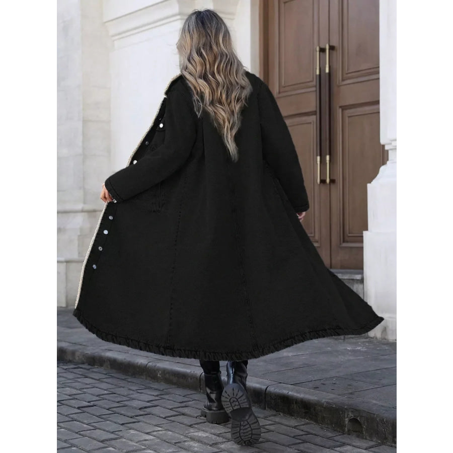 Sherpa Lined Longline Denim Jacket Apparel and Accessories