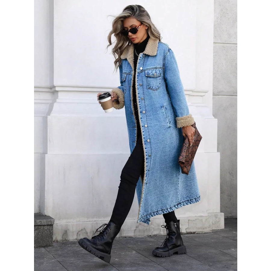 Sherpa Lined Longline Denim Jacket Medium / XS Apparel and Accessories