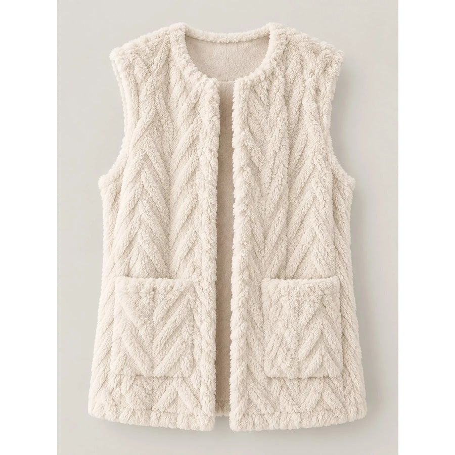 Sherpa Open Front Vest Coat Apparel and Accessories