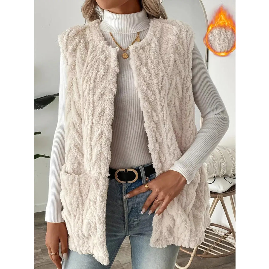 Sherpa Open Front Vest Coat Apparel and Accessories