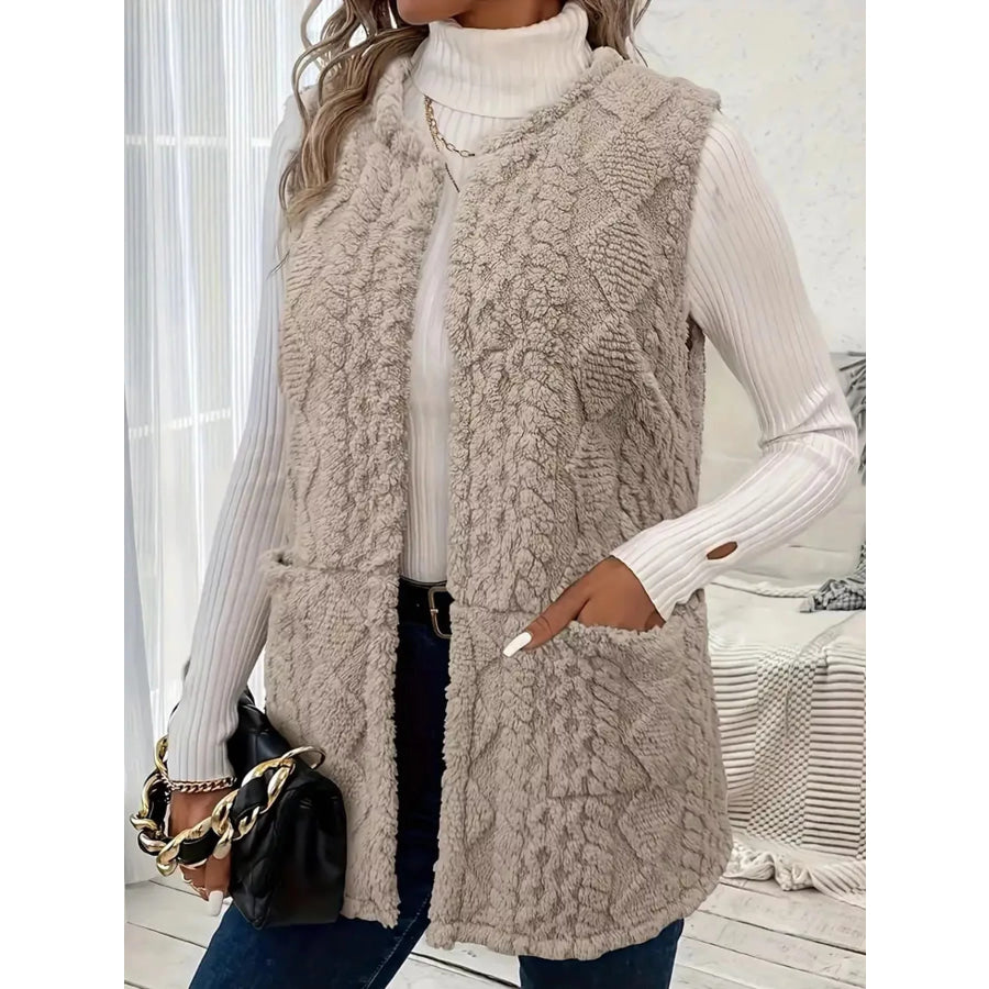 Sherpa Open Front Vest Coat Apparel and Accessories