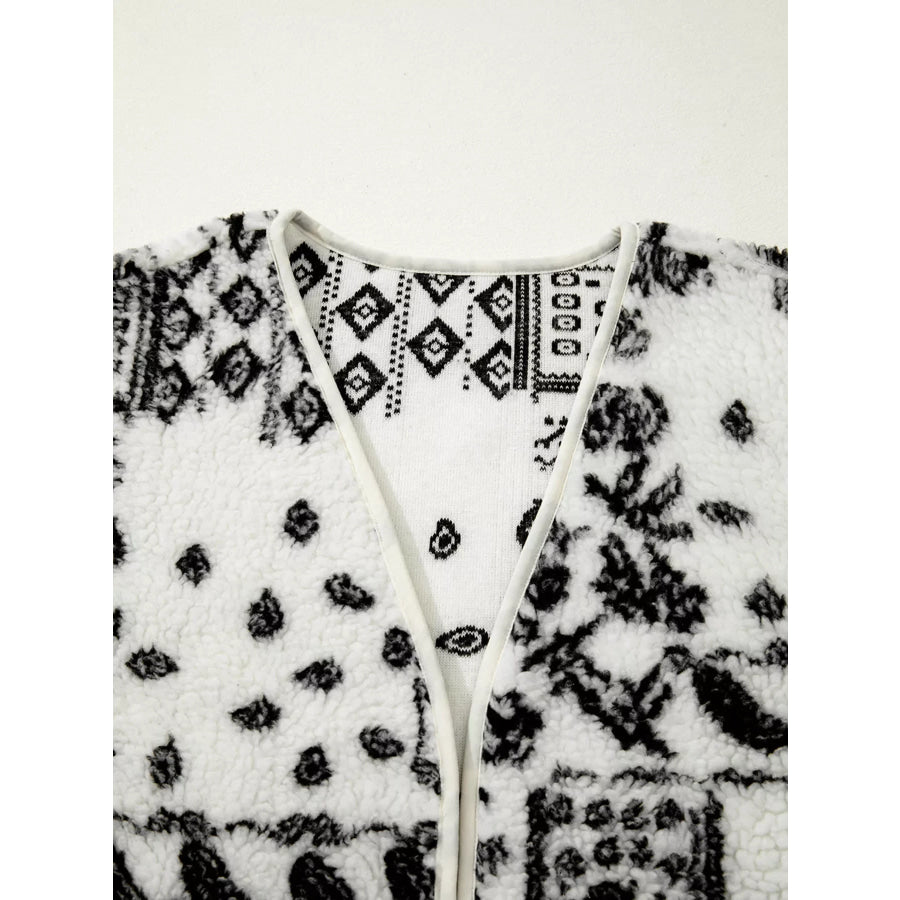 Sherpa Paisley Print Pocketed Western Fashion Vest Jacket Apparel and Accessories