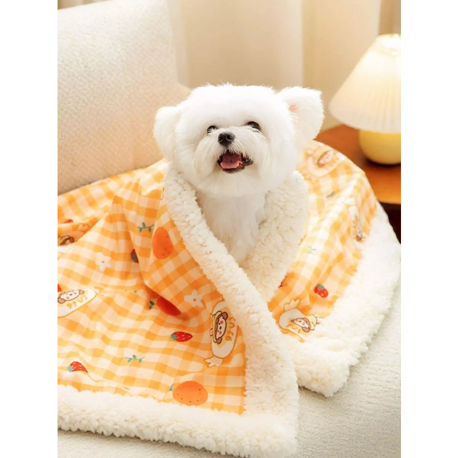 Sherpa Pet Blanket Orange Plaid 1 / S Apparel and Accessories