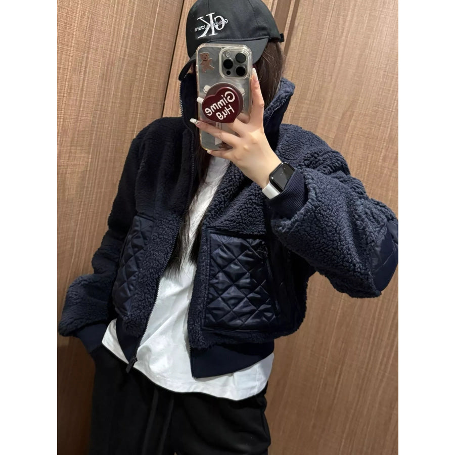 Sherpa Quilted Zip Up Jacket Apparel and Accessories