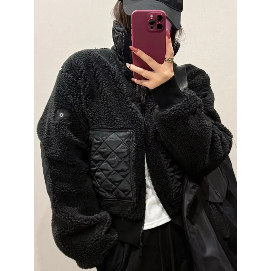 Sherpa Quilted Zip Up Jacket Apparel and Accessories