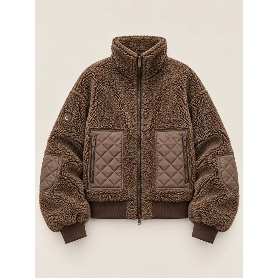 Sherpa Quilted Zip Up Jacket Apparel and Accessories