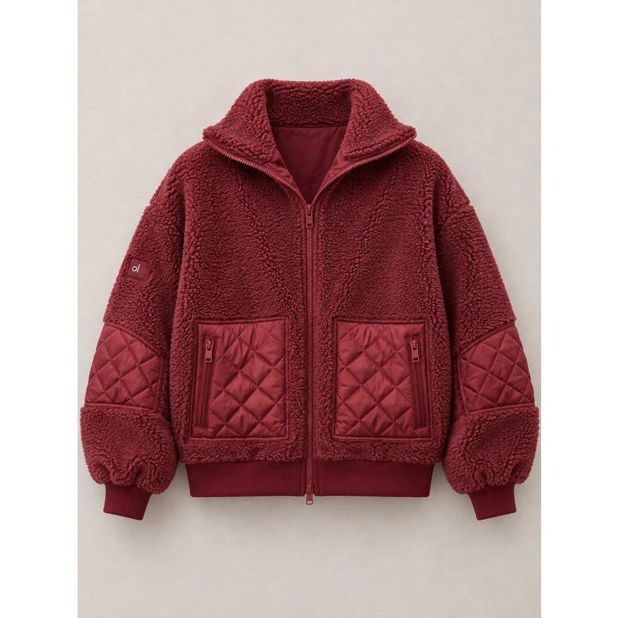 Sherpa Quilted Zip Up Jacket Apparel and Accessories