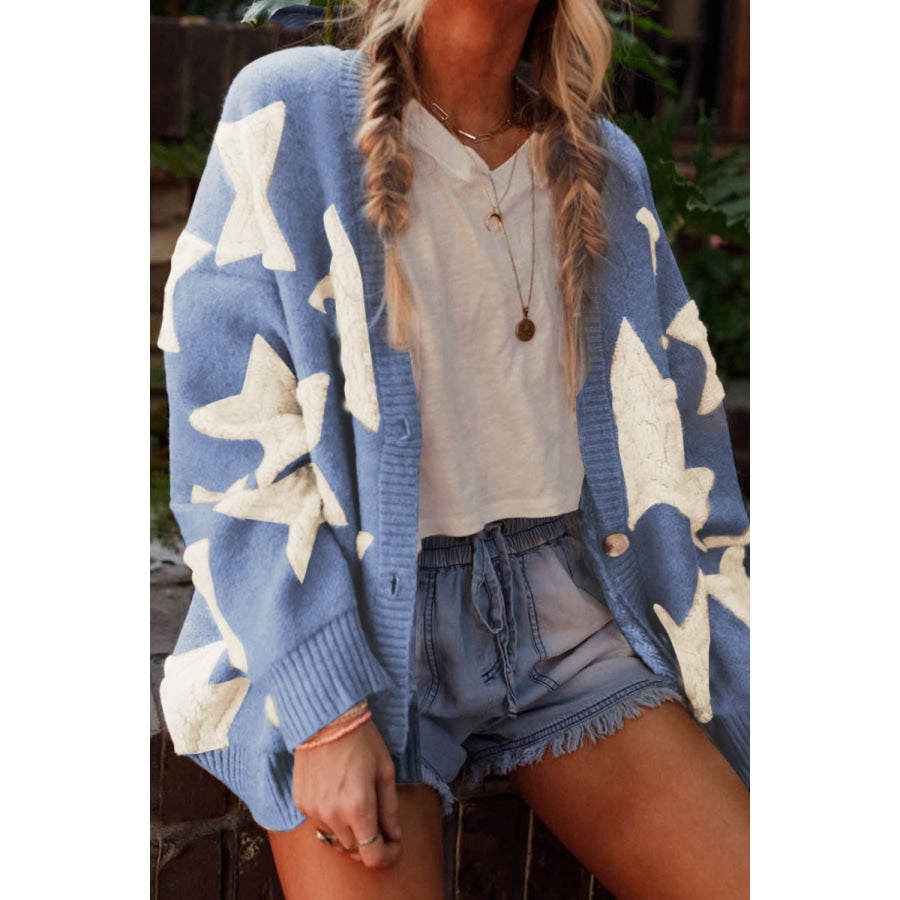 Sherpa Star V-Neck Cardigan with Pockets Apparel and Accessories