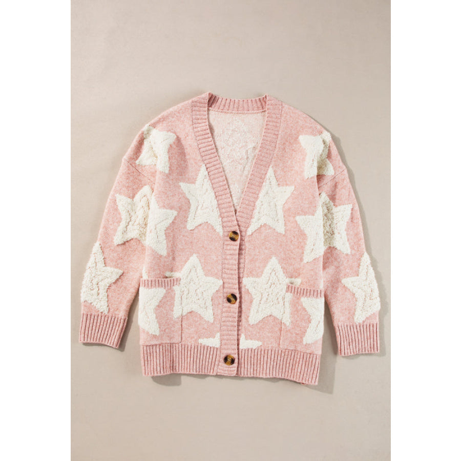 Sherpa Star V-Neck Cardigan with Pockets Apparel and Accessories