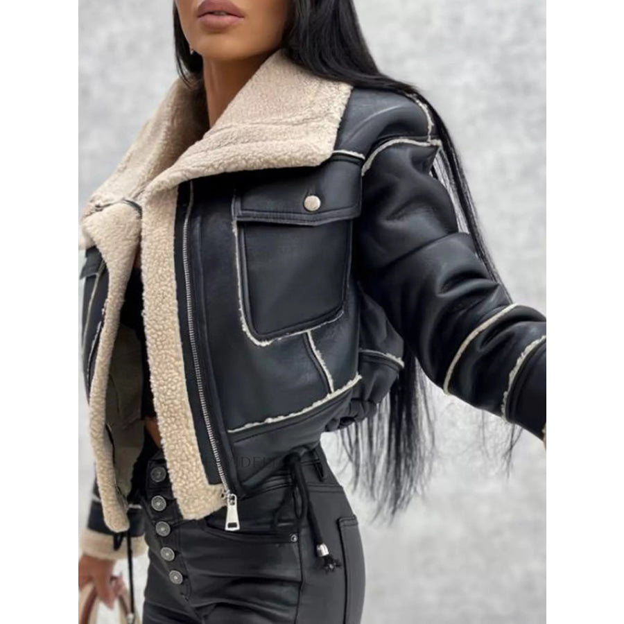 Sherpa Trim Cropped Jacket Apparel and Accessories