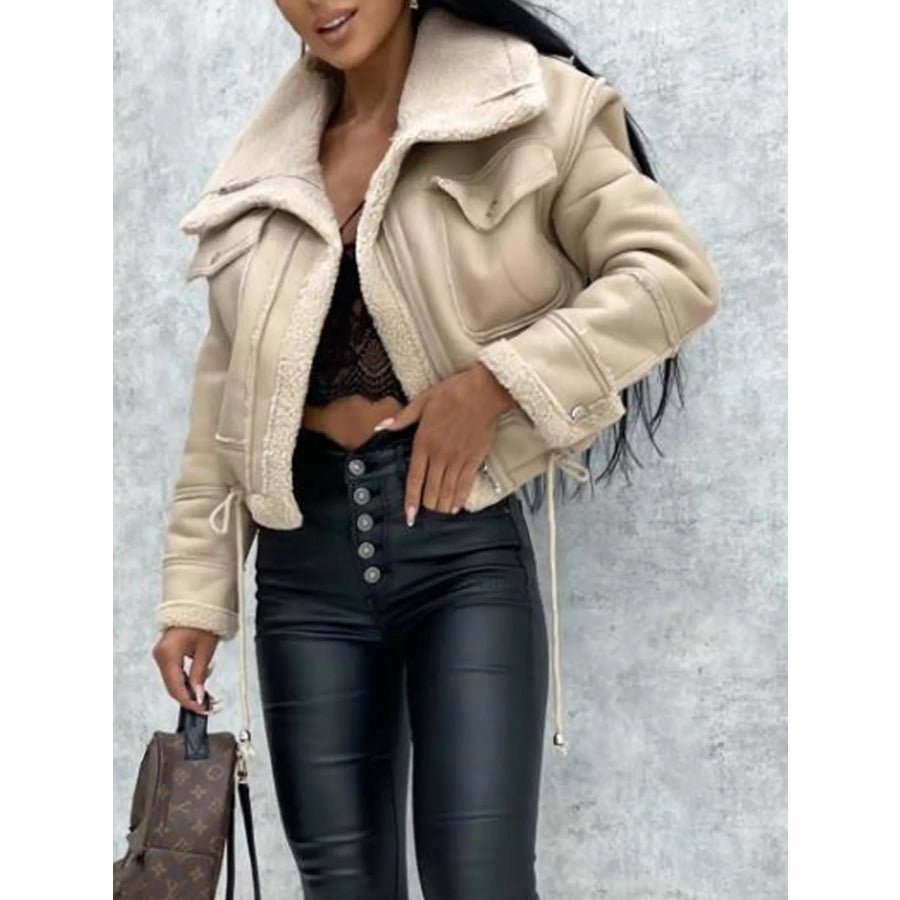 Sherpa Trim Cropped Jacket Apparel and Accessories