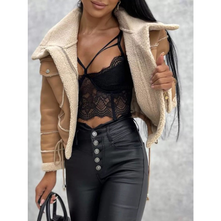 Sherpa Trim Cropped Jacket Apparel and Accessories