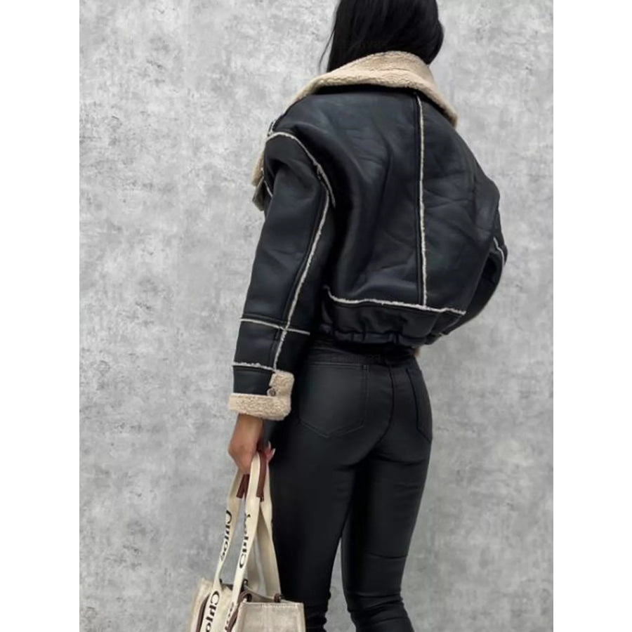 Sherpa Trim Cropped Jacket Apparel and Accessories