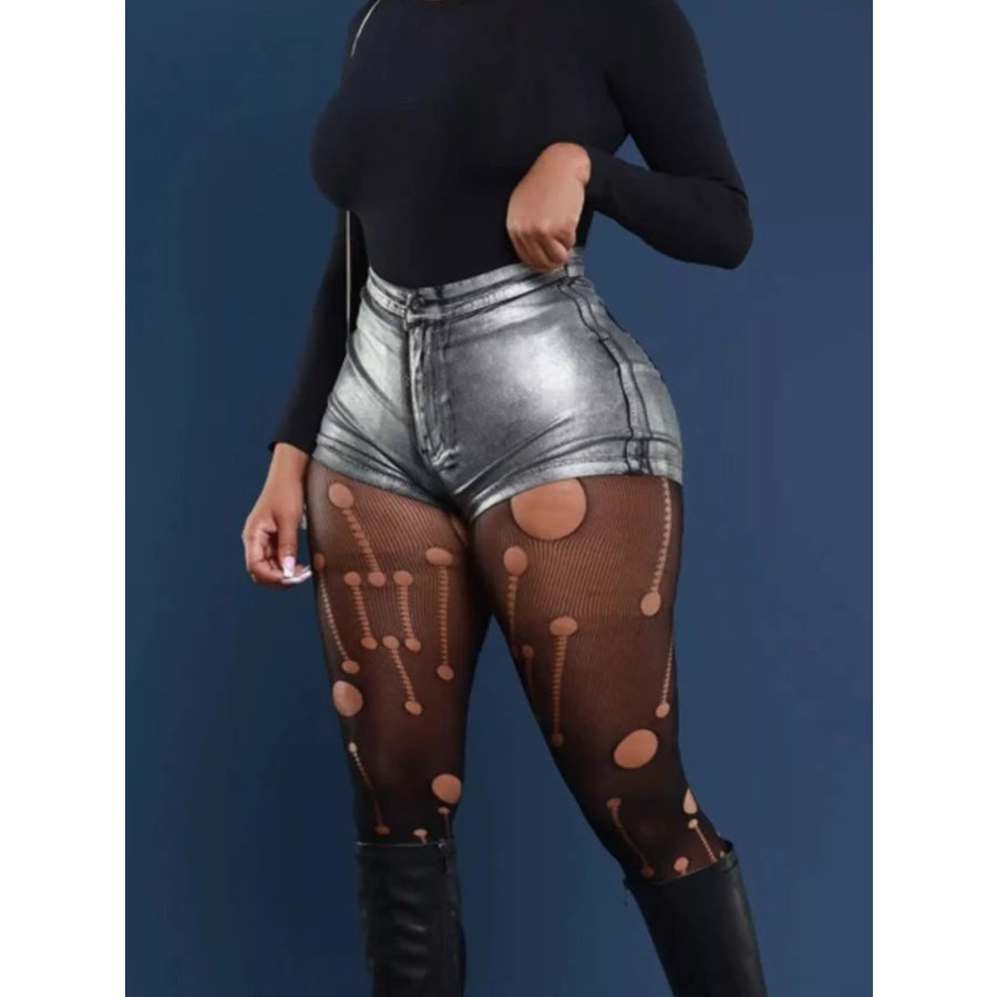 Shiny Slim Stretch High-Waisted Shorts Apparel and Accessories