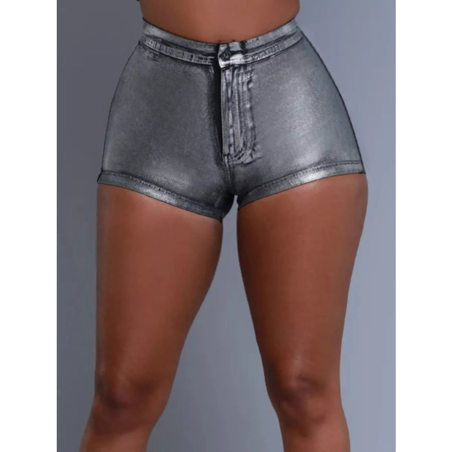 Shiny Slim Stretch High-Waisted Shorts Apparel and Accessories