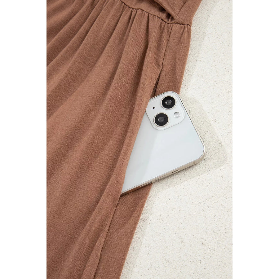 Shirred Cuff Long Sleeve Button Round Neck Mini Dress Apparel and Accessories