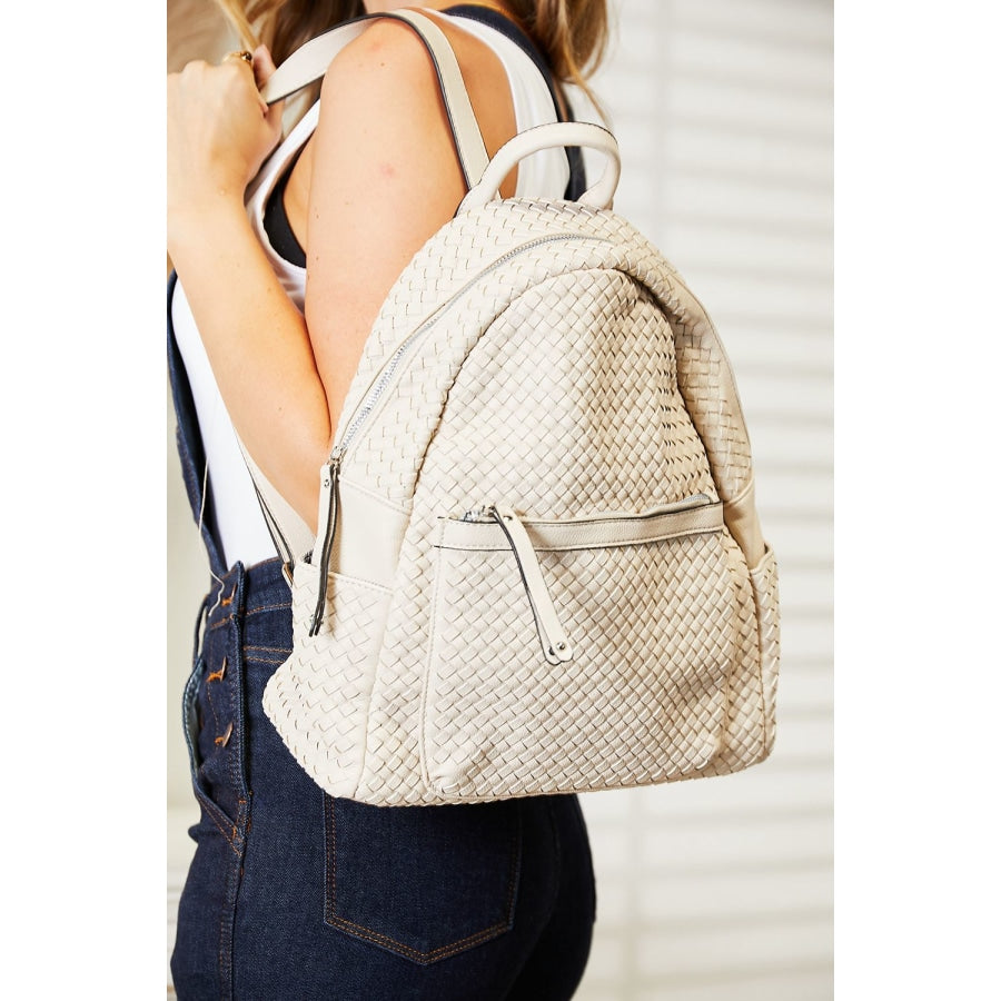 SHOMICO PU Leather Backpack Beige / One Size