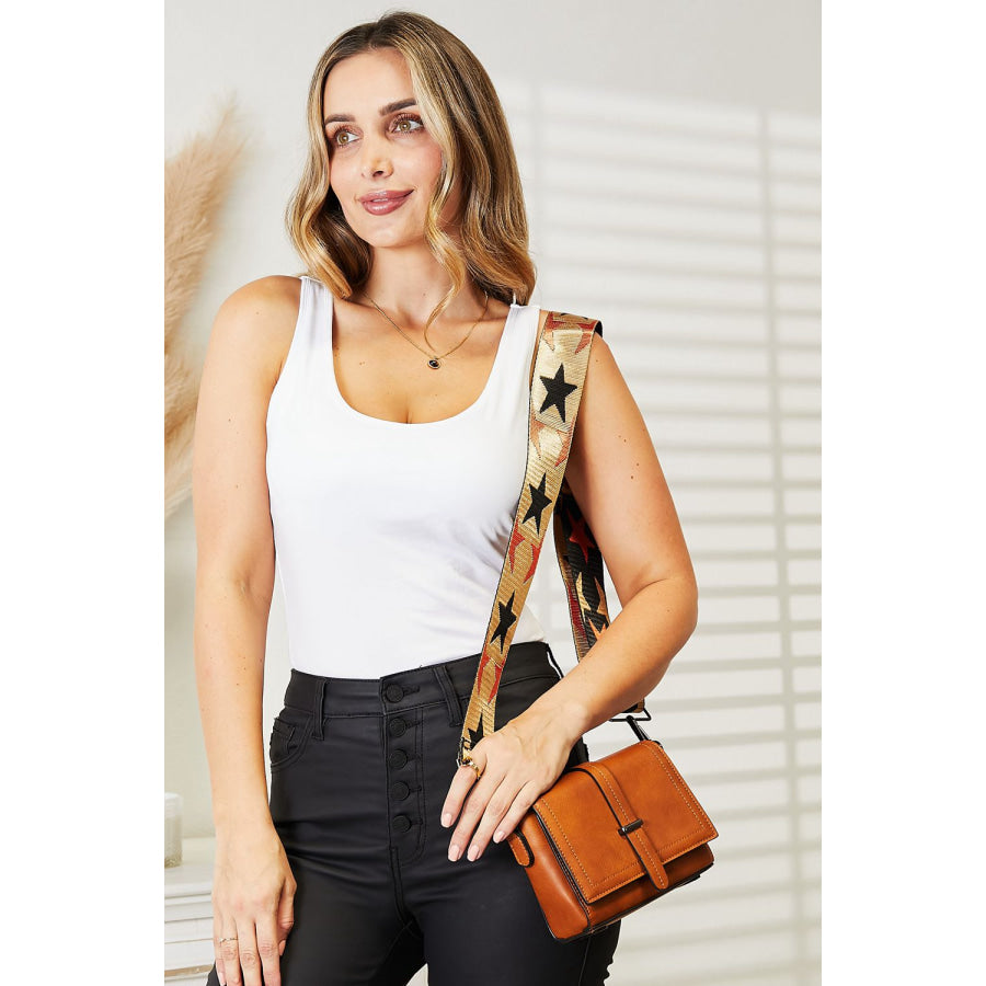 SHOMICO PU Leather Wide Strap Crossbody Bag Apparel and Accessories