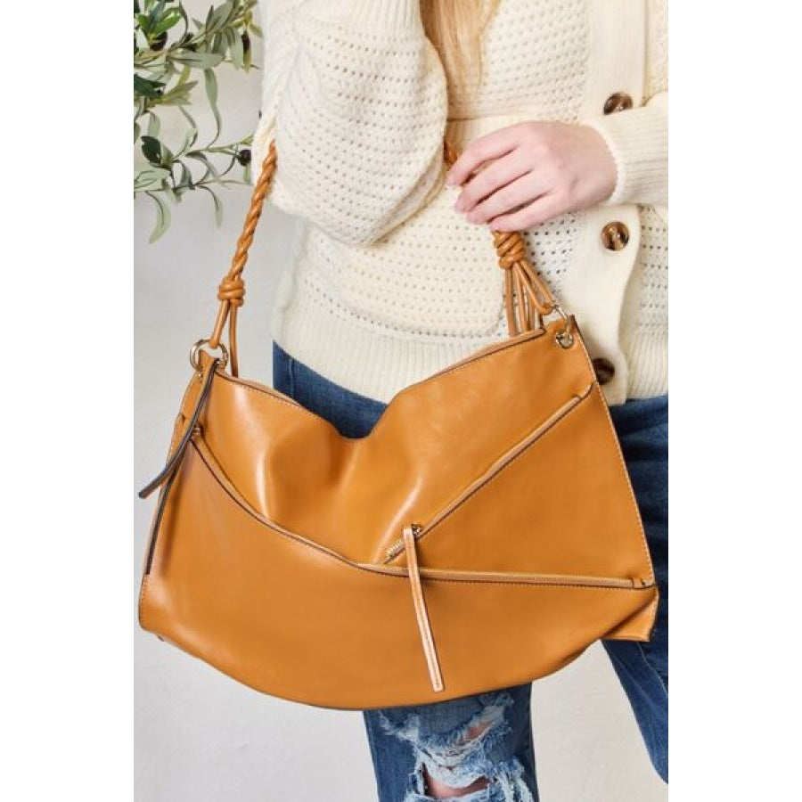 SHOMICO Zipper Detail Shoulder Bag with Pouch TAN / One Size Clothing