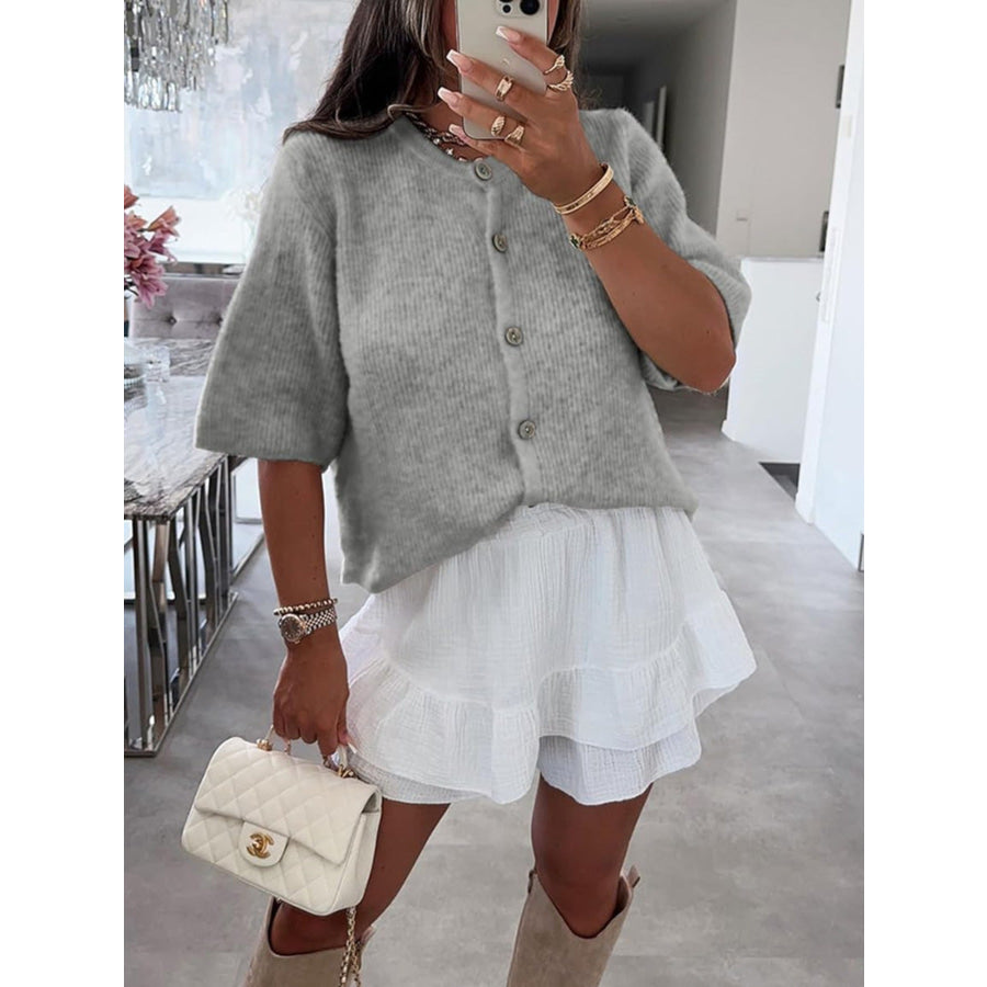Short Sleeve Button-Down Cardigan Apparel and Accessories