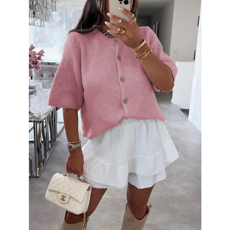 Short Sleeve Button-Down Cardigan Apparel and Accessories