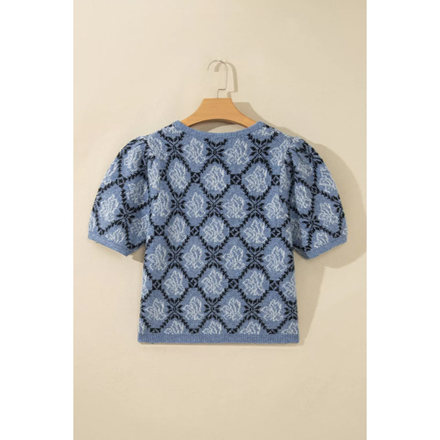 Short Sleeve Button Front Boho Knit Top Cardigan Apparel and Accessories
