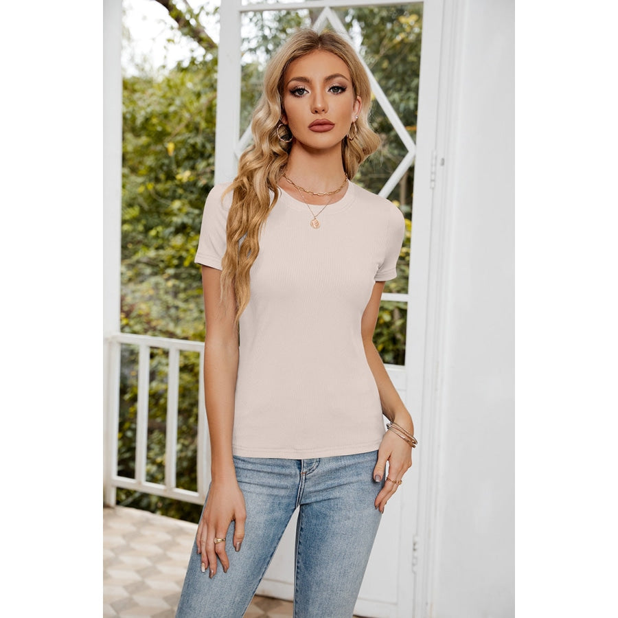 Short Sleeve Round Neck Tee Eggshell / S