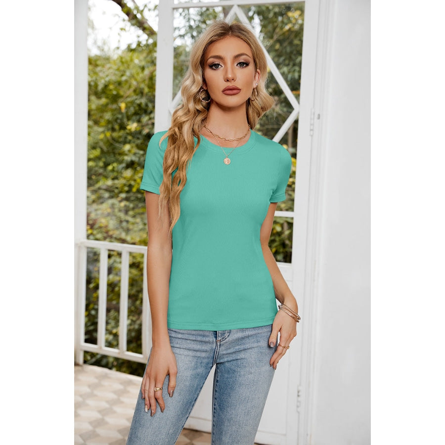 Short Sleeve Round Neck Tee Teal / S