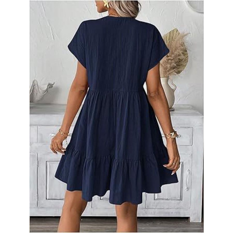 Short Sleeve Ruffle Hem Mini Dress Apparel and Accessories