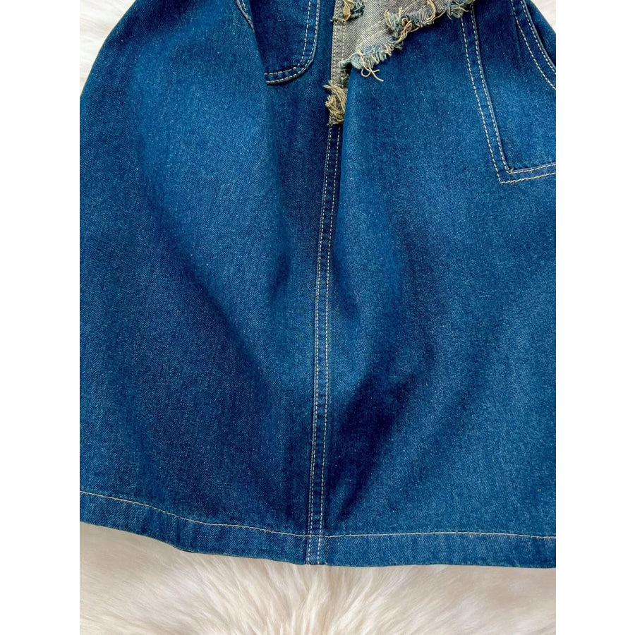 Short Sleeve T-Shirt and Denim Overall Dress Set Apparel and Accessories