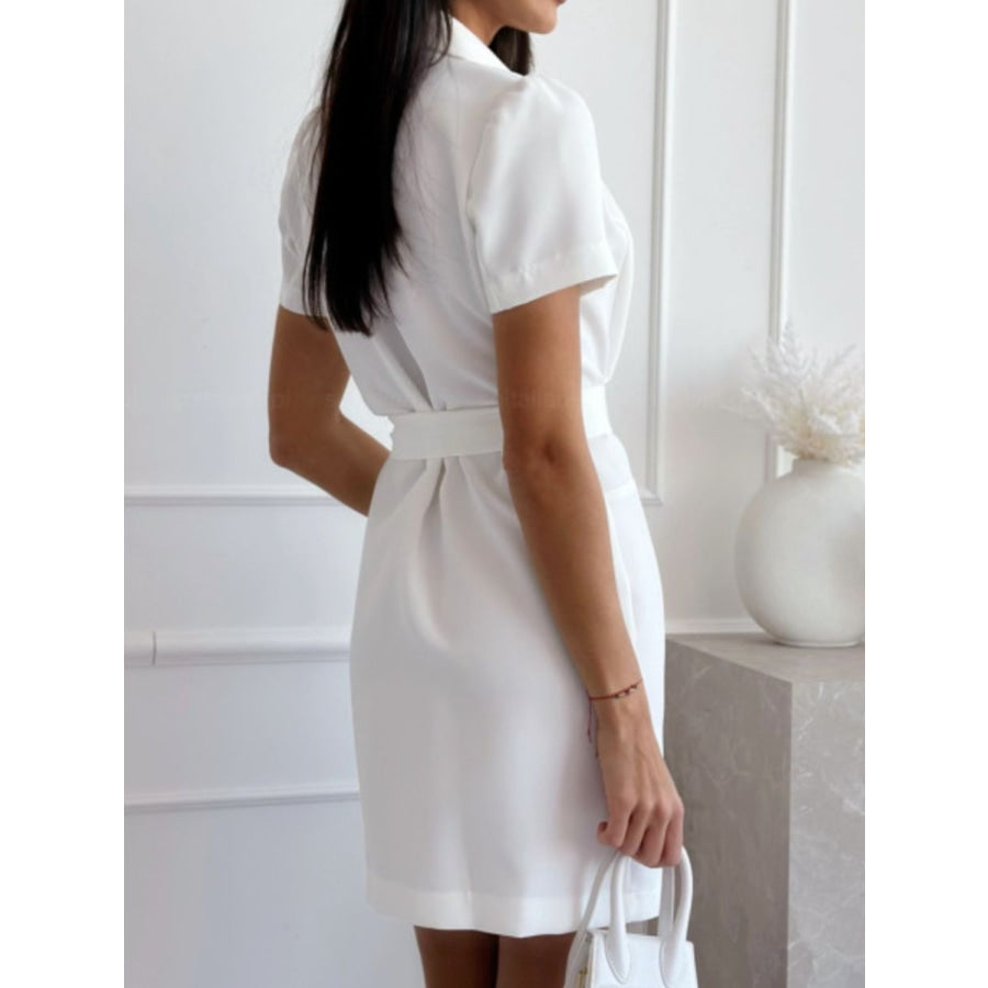 Short Sleeve Tie Waist Mini Dress Apparel and Accessories