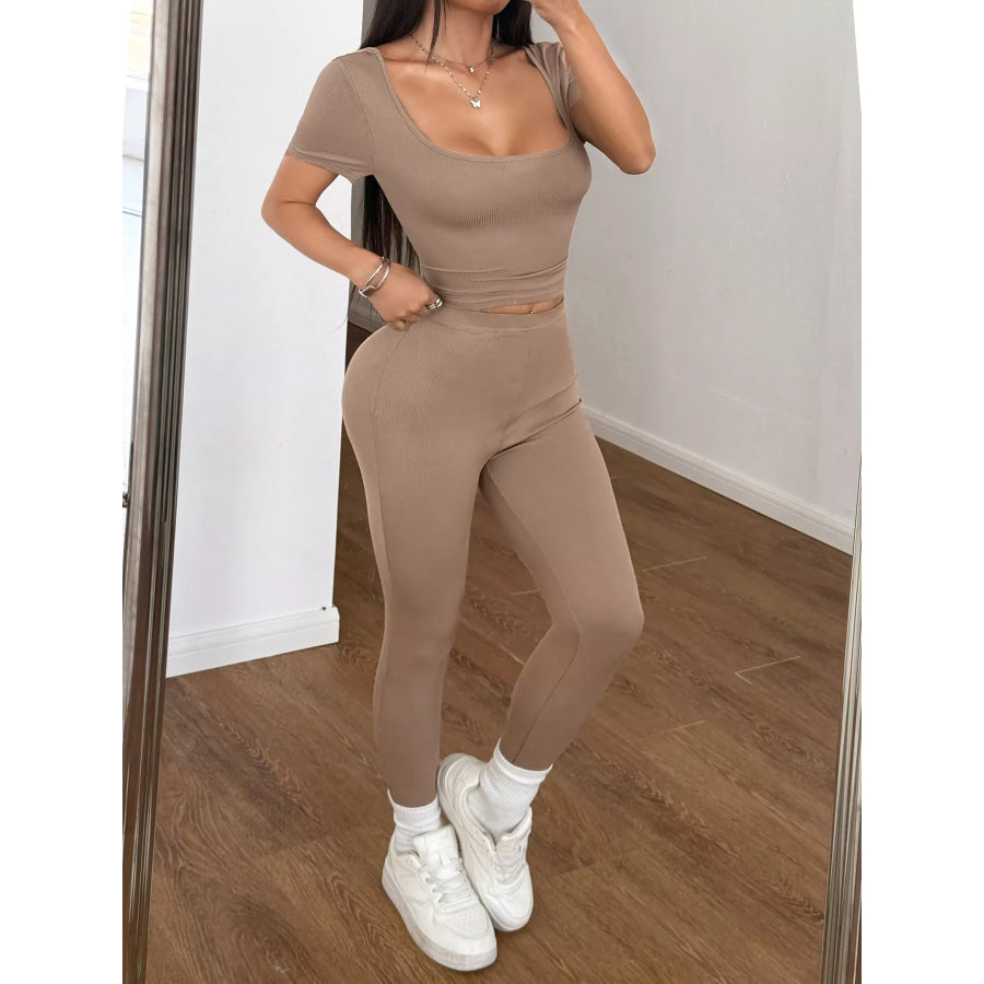 Short Sleeve Top and Leggings Set Apparel and Accessories