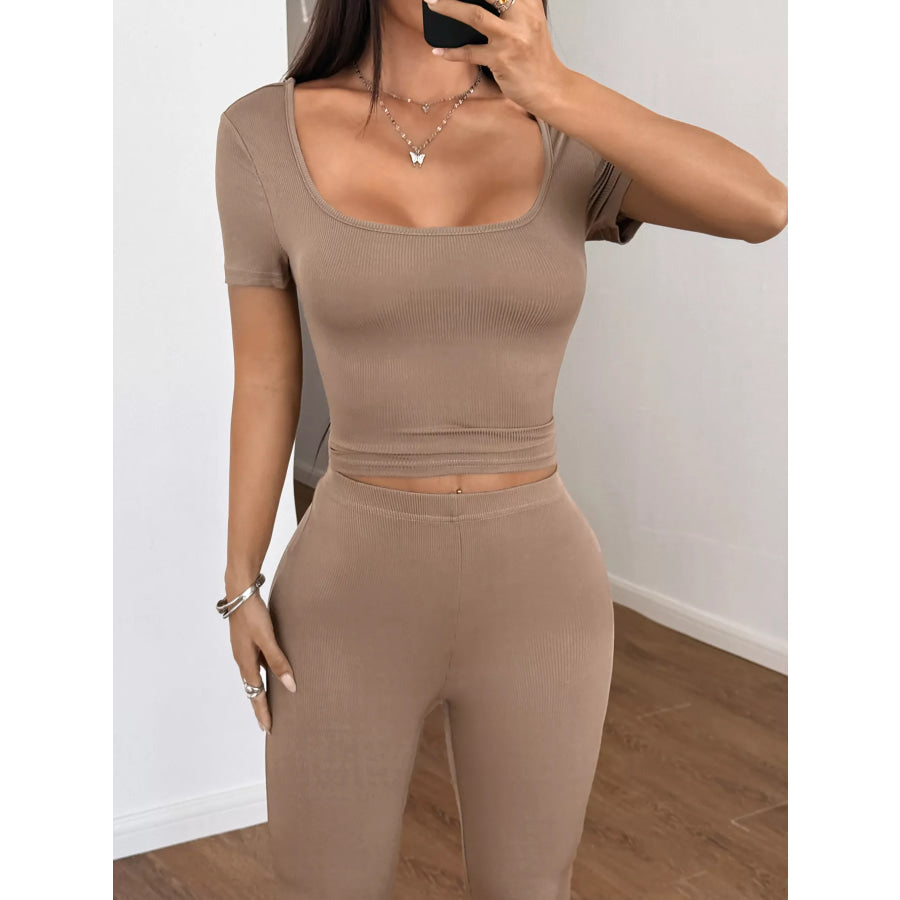 Short Sleeve Top and Leggings Set Apparel and Accessories