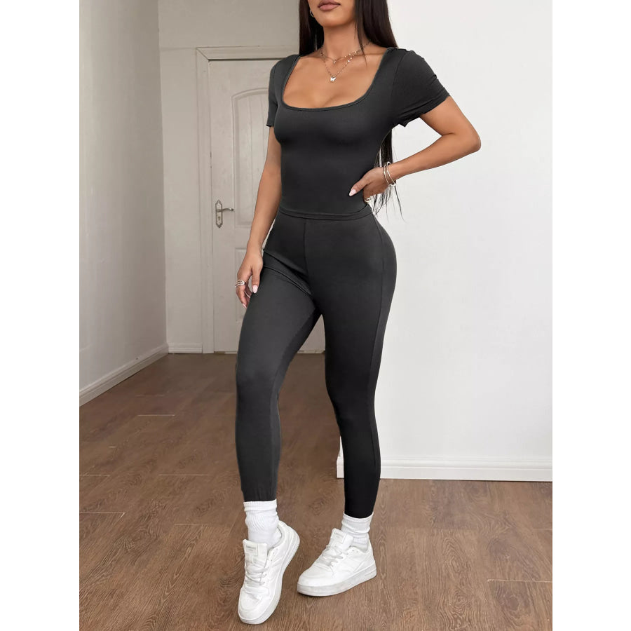 Short Sleeve Top and Leggings Set Apparel and Accessories