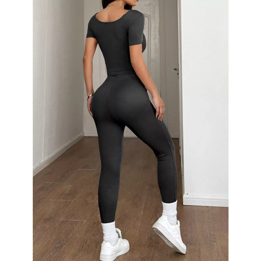 Short Sleeve Top and Leggings Set Apparel and Accessories