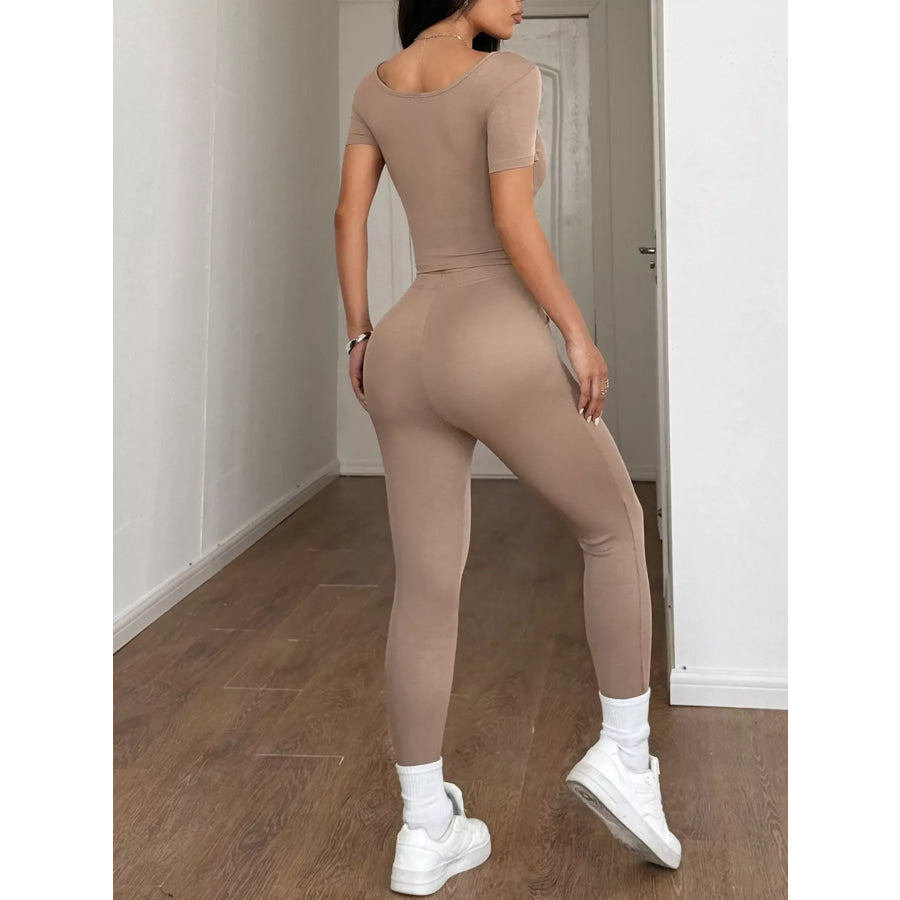 Short Sleeve Top and Leggings Set Apparel and Accessories