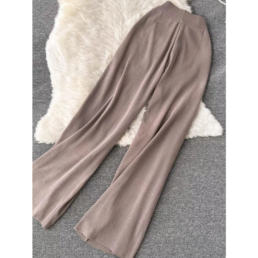 Short Sleeve Top and Wide Leg Pants Set Apparel and Accessories