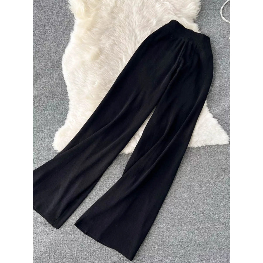 Short Sleeve Top and Wide Leg Pants Set Apparel and Accessories